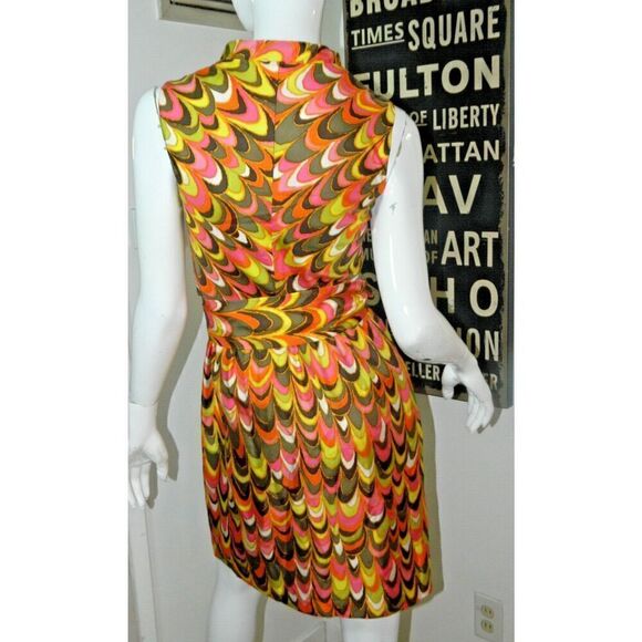 Milly‎ New York 5F Bergdorf Goodman Dress Size 2 Multicolor Psychedelic Silk - Picture 9 of 12